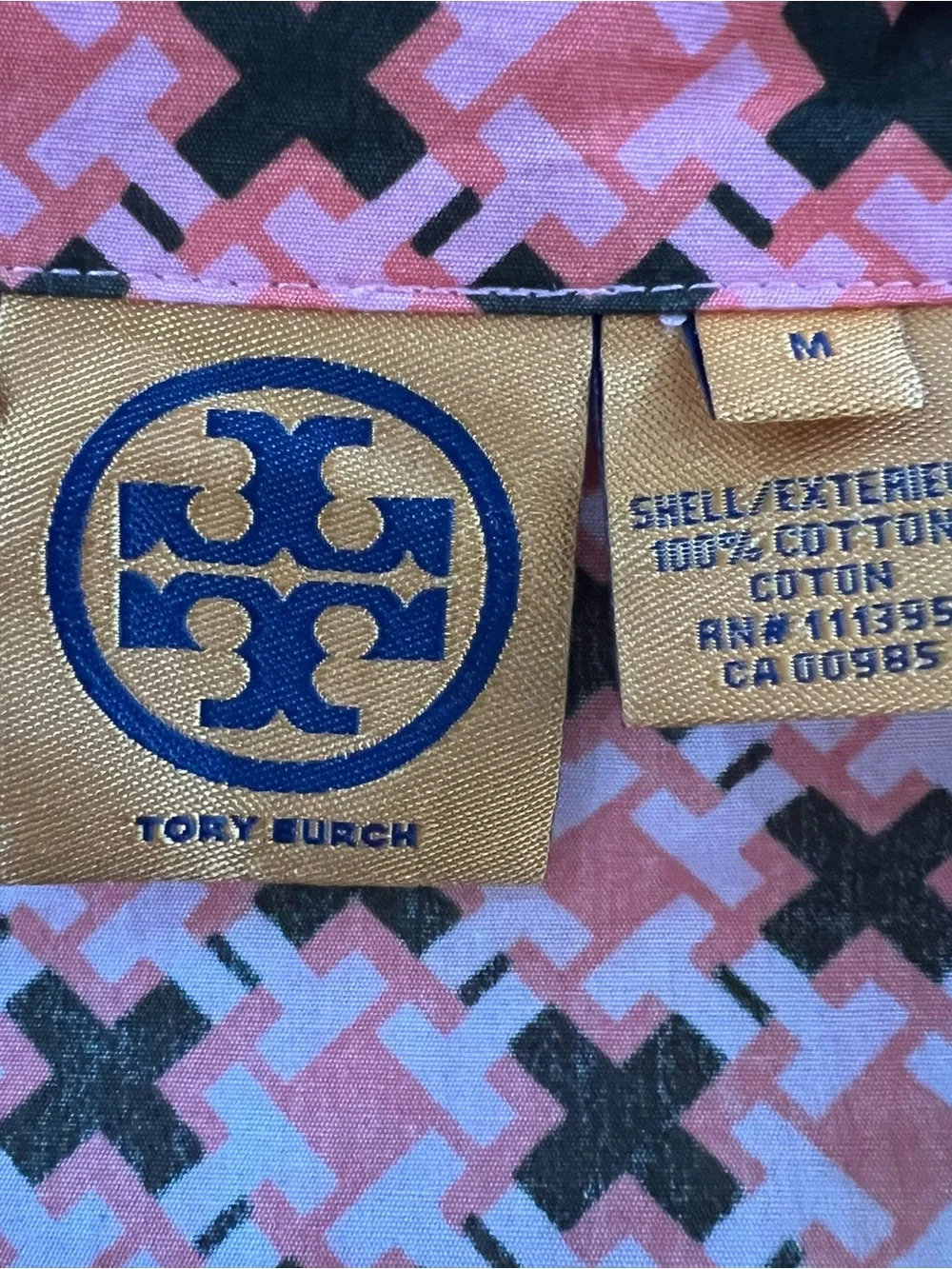 Tory Burch Pink and Black Geometric Pajama Set